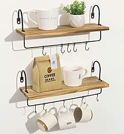 Petrala Holz Wandregal Kaffeebar Küchenregal