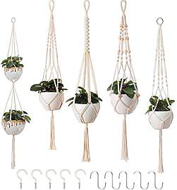 Petutu 5er Set Makramee Blumenampel, Boho Deko