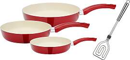 Pfannen-Set GSW "CERAMICA beige", rot,