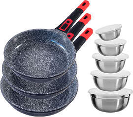 Pfannen-Set KING "Click-Grip", rot,