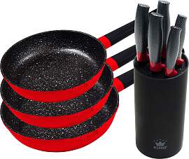 Pfannen-Set KING "Shine Red", rot,