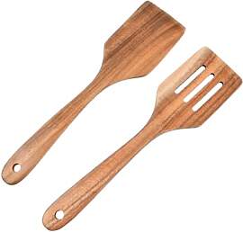 Pfannenwender Holz 2er Set, 30cm Kochlöffel Set