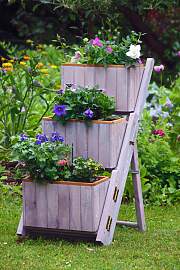 Pflanzentreppe DOBAR, grau, B:41cm H:85cm T:55cm,