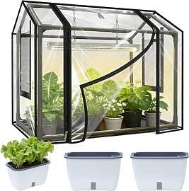 Pflanzset, 2 in 1 Mini Gewächshaus mit Zwei 5L