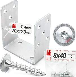 Pfostenträger U Form 70x120x60 mm Aufschraubbar
