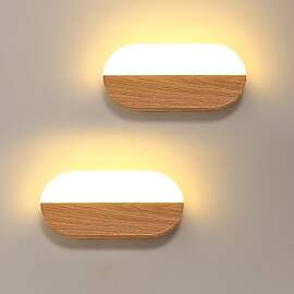 Pheashine 2 Stücke LED Wandleuchte Holz, Moderne