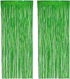 PHENO FLAGS 2 Stück Grüner Lametta Vorhang,