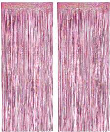 PHENO FLAGS 2 Stück Rosa Lametta Vorhang, 1x2,5m