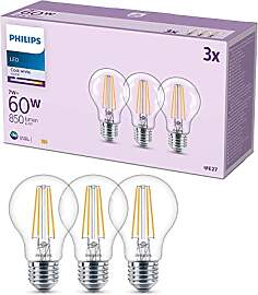Philips Classic LED E27 Lampe, 60W, klar,