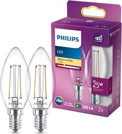 Philips LED Classic E14 Lampe, 25 W, Kerzenform,
