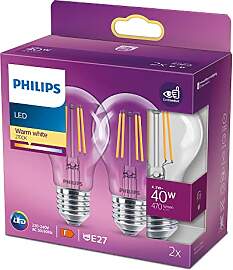 Philips LED Classic E27 Lampe, 40 W, Tropfenform,