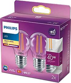Philips LED Classic E27 Lampe, 40 W, Tropfenform,