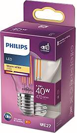Philips LED Classic E27 Lampe, 40 W, Tropfenform,