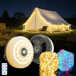 Philorn Solar Camping Lichterkette Aufrollbar,