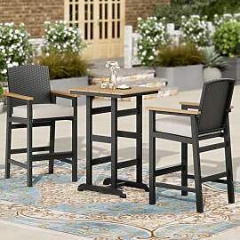 PHI VILLA 3-teiliges Bartisch mit Barhocker Set,