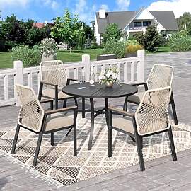 PHI VILLA Gartenmöbel Set Outdoor Balkon Esstisch 