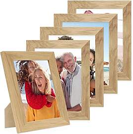 PHOTOLINI Bilderrahmen 15x20 Holz Eiche, 5er Set