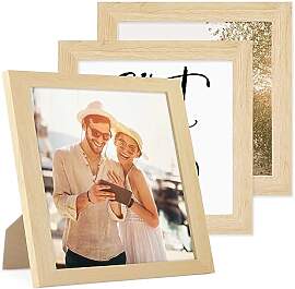 PHOTOLINI Bilderrahmen 20x20 cm MDF-Holz Natur,