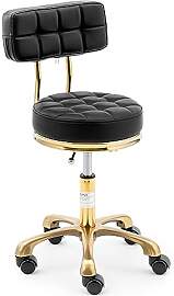 Physa Physa GELA Black Rollhocker mit Rückenlehne 