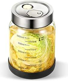 Piashow Fermentierglas mit Deckel, 1L Einmachglas