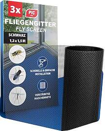 PIC Fliegengitter Fenster Schwarz 3er