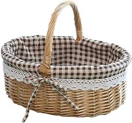 Picknickkorb aus Weide, Weidenkorb mit Henkel,