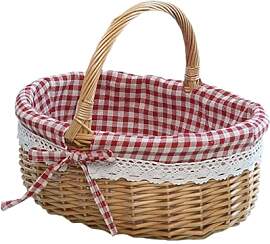 Picknickkorb aus Weide, Weidenkorb mit Henkel,