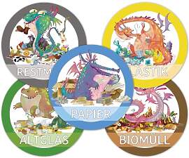 PICTALOO Mülltonnenaufkleber Drachen, 10er Set