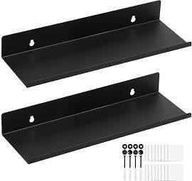 Pilikoll 2 Stück 30cm Wandregal Metall Schwarz