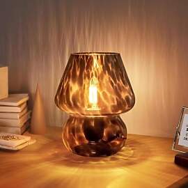 Pilz Lampe Vintage Tischlampe Glas Nachttischlampe 