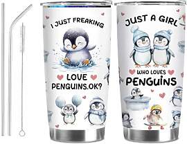Pinguin Tasse für Mann und Frau, Edelstahl Becher 