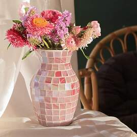 Pink Glasvase für Blumen - Moderne Boho