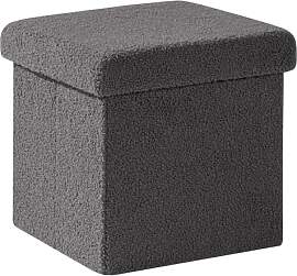 PINPLUS Faltbarer Bouclé Hocker mit Stauraum –