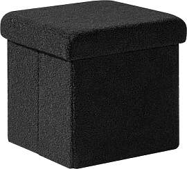 PINPLUS Faltbarer Bouclé Hocker mit Stauraum –