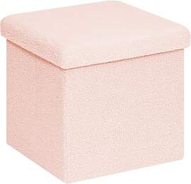 PINPLUS Faltbarer Bouclé Hocker mit Stauraum –