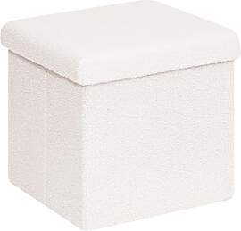 PINPLUS Faltbarer Bouclé Hocker mit Stauraum –