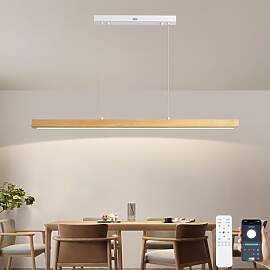Pinrutar Holz LED Pendelleuchte Esstische Dimmbare 