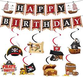 Piraten Deko Kindergeburtstag Banner Set - 10
