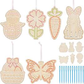 PIujsym 12 Stück Ostern Basteln Set Holz,