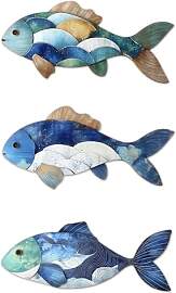 PIujsym 3 Stück Holz Fische Wandbehang Set im