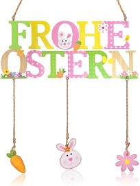 PIujsym Frohe Ostern Türschild Aus Holz, Bunte