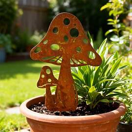 PIujsym Pilze Deko Gartenstecker Metall,