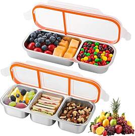 PIWOSGOL 2 Stück Snackbox mit Fächern, Brotdose
