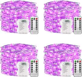plainshe Lichterkette Batterie - 4 Stk Lila, 10m