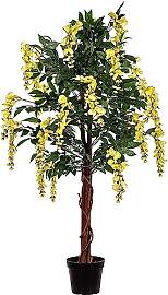 PLANTASIA Kunstpflanze Wisteria Baum Gelb 120 cm
