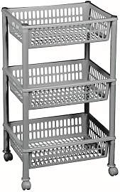 Plast Team Öko Trolley mit 3 Körben, Silber, One 