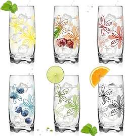 PLATINUX Trinkgläser mit Blumen Dekor Set 6