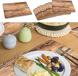 Platzmatten 10er Set | 44x28,5cm Holzoptik Eiche | 