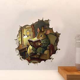 PLIGREAT 8 Stück 3D Lesemaus Wandtattoo,