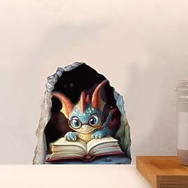 PLIGREAT 8 Stück 3D Lesen Drachen Wandaufkleber,